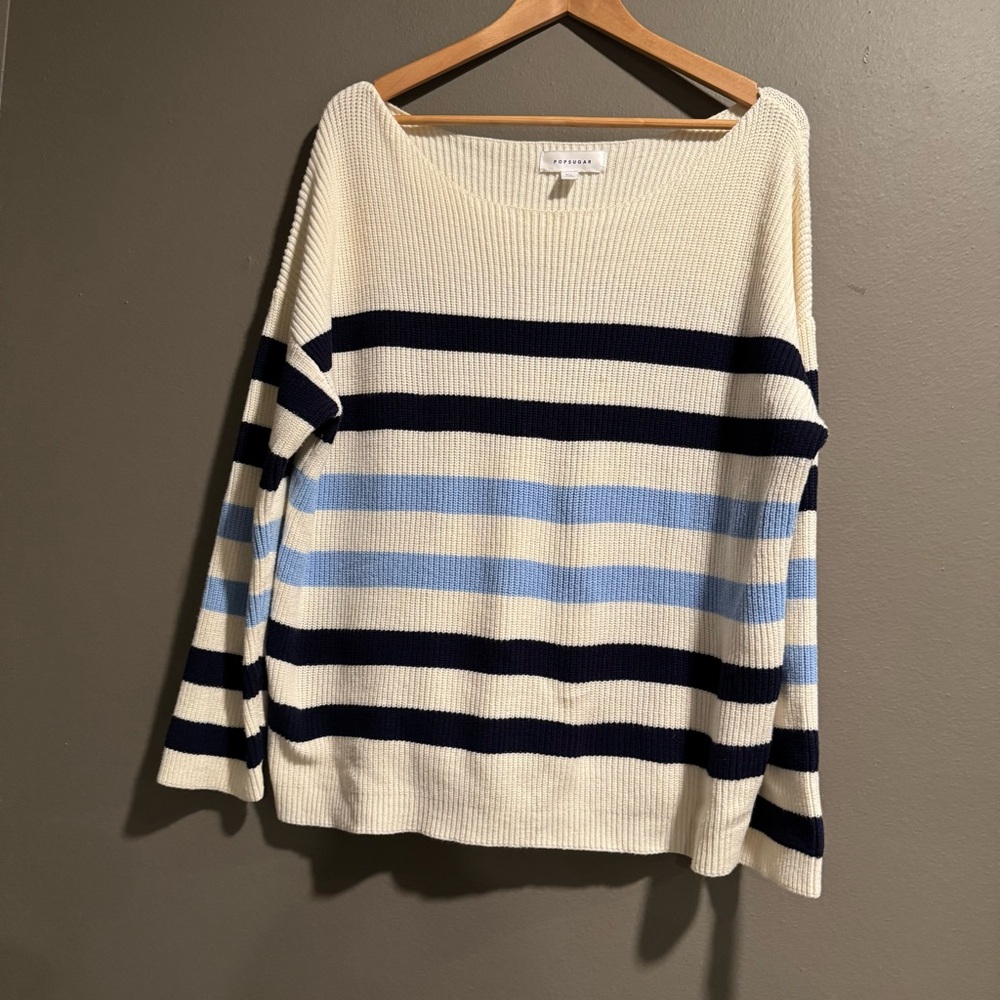POPSUGAR Stripped Cotton Blend Knit Sweater Size XL